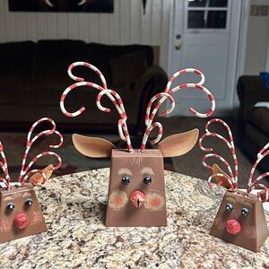 Reindeers • Candy Cane Antlers • Christmas • Brown • 3 • Metal • Ringing Bells